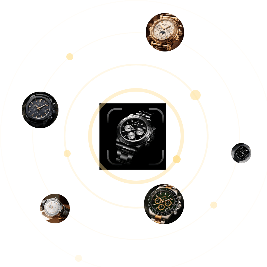 Watch collection orbiting the WatchID recognition icon